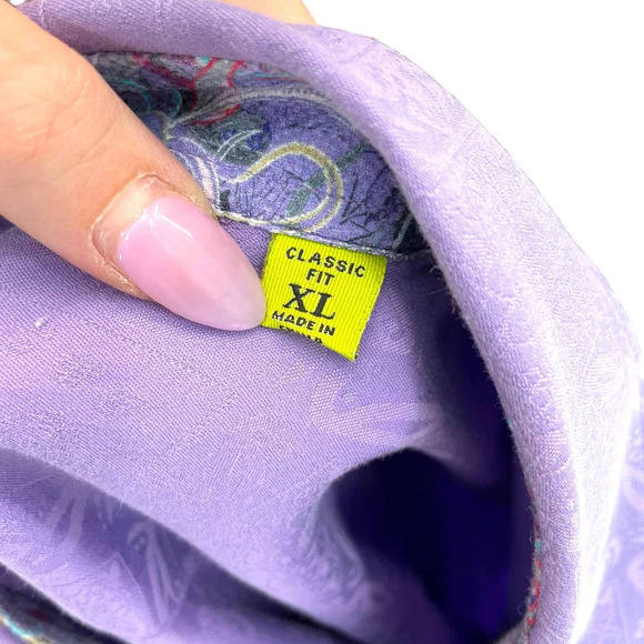 Robert Graham Purple Jacquard Textured Classic Fit Button Down Top‎ Size XL - Picture 9 of 11